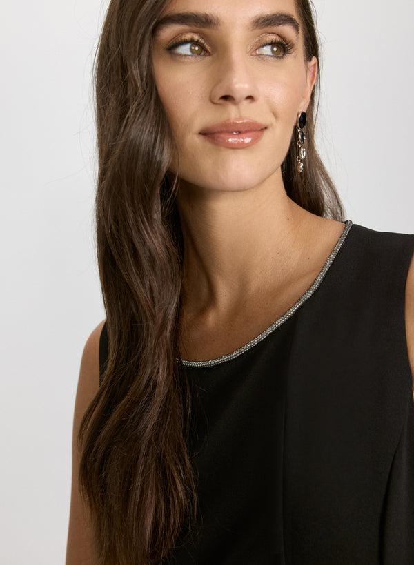 Laura Rhinestone Trim Dress