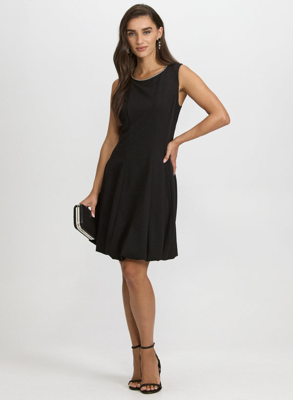 laura Rhinestone Trim Dress