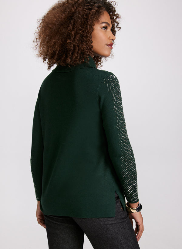 Laura Rhinestone Trim Knit Sweater