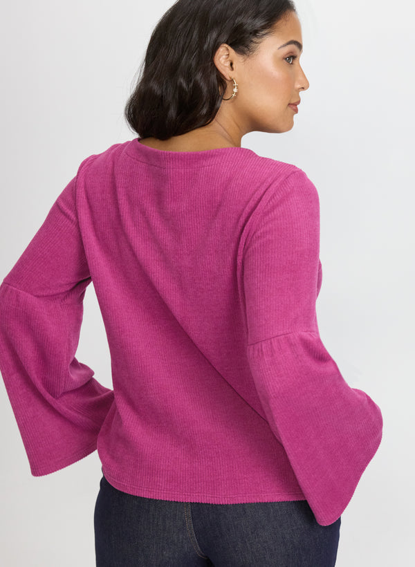 Laura Ribbed Bell Sleeve Sweater