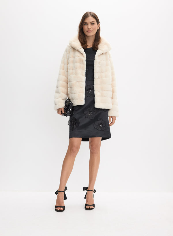 Laura Ribbed Faux Fur Coat