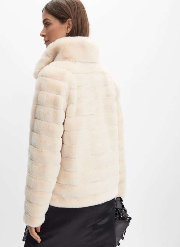 Laura Ribbed Faux Fur Coat