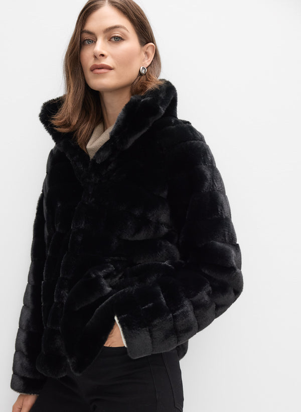 Laura Ribbed Faux Fur Coat