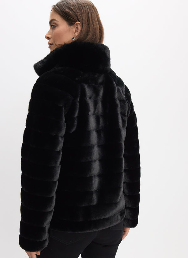 Laura Ribbed Faux Fur Coat