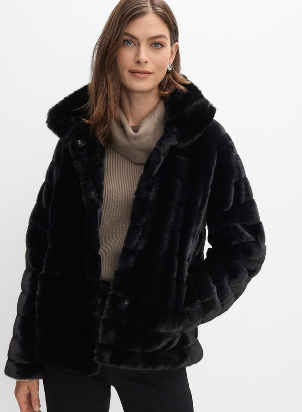 laura Ribbed Faux Fur Coat