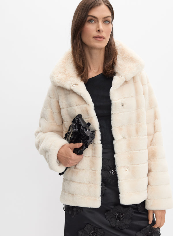 laura Ribbed Faux Fur Coat