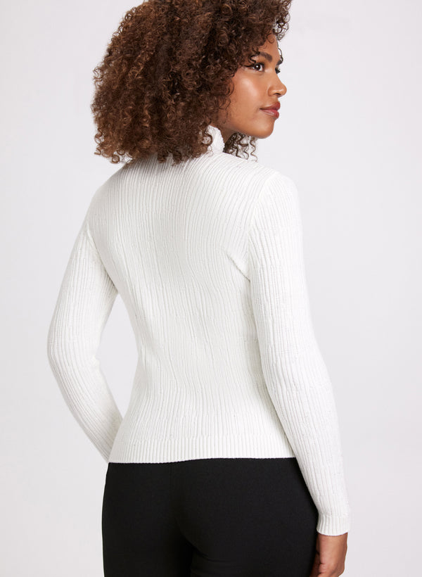 Laura Ribbed Knit Sequined Sweater