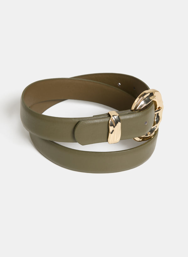 Laura Rippled Buckle Vegan Leather Belt