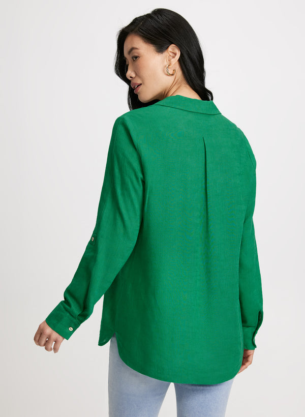 Laura Rolled Sleeves Linen Blend Blouse