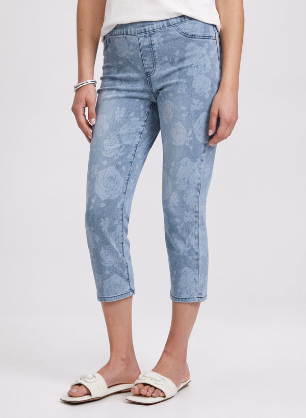 laura Rose Print Denim Capris
