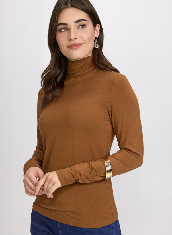 Laura Ruched Turtleneck Top