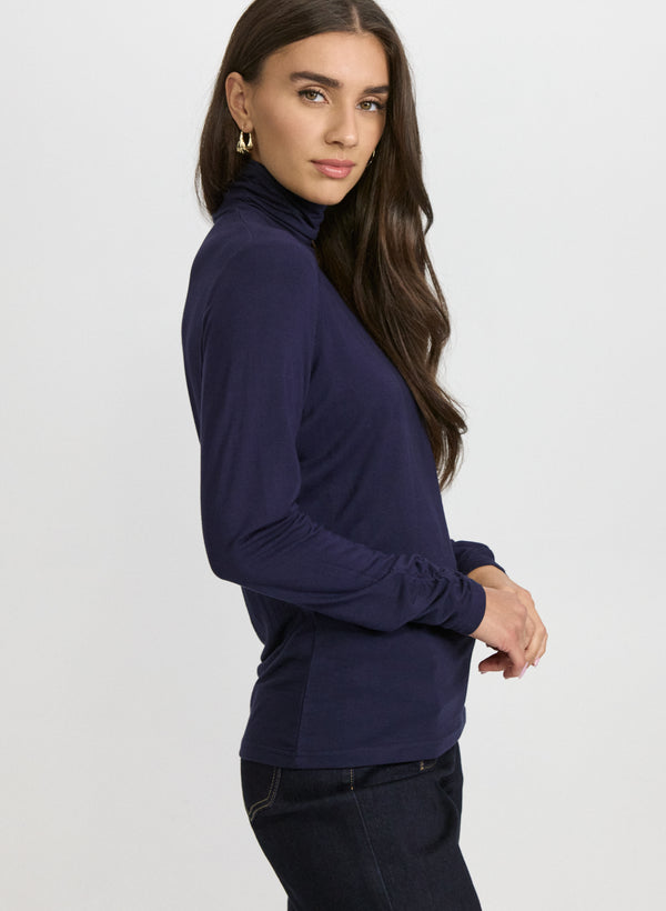 Laura Ruched Turtleneck Top
