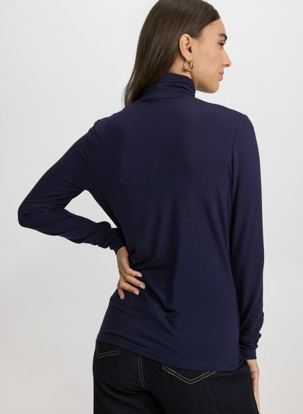 Laura Ruched Turtleneck Top