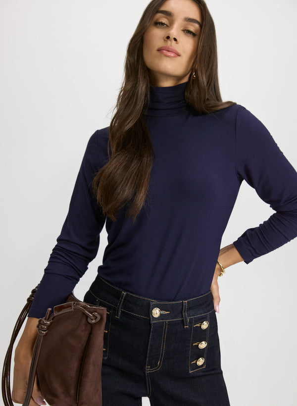 laura Ruched Turtleneck Top