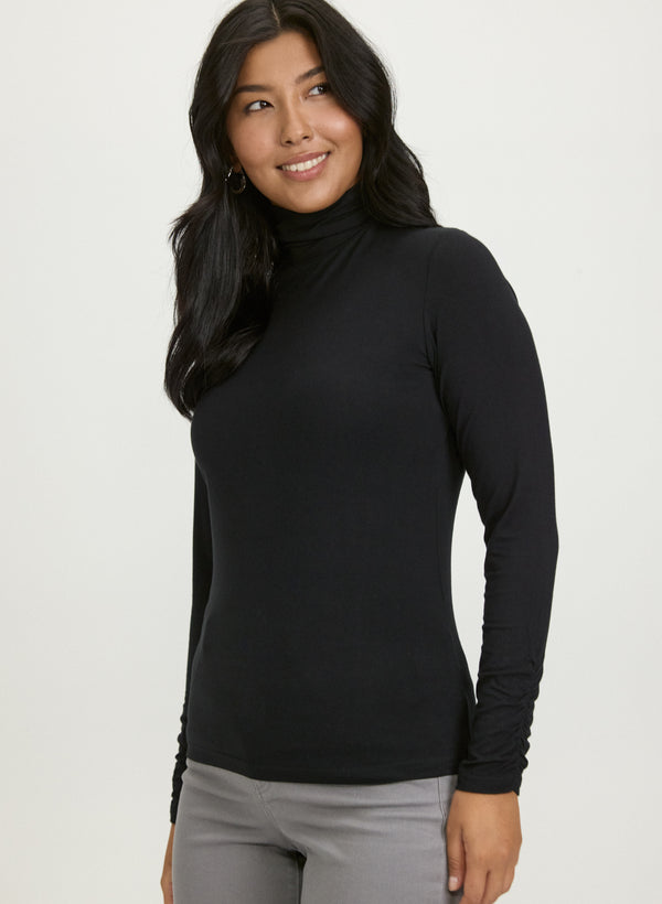 Laura Ruched Turtleneck Top