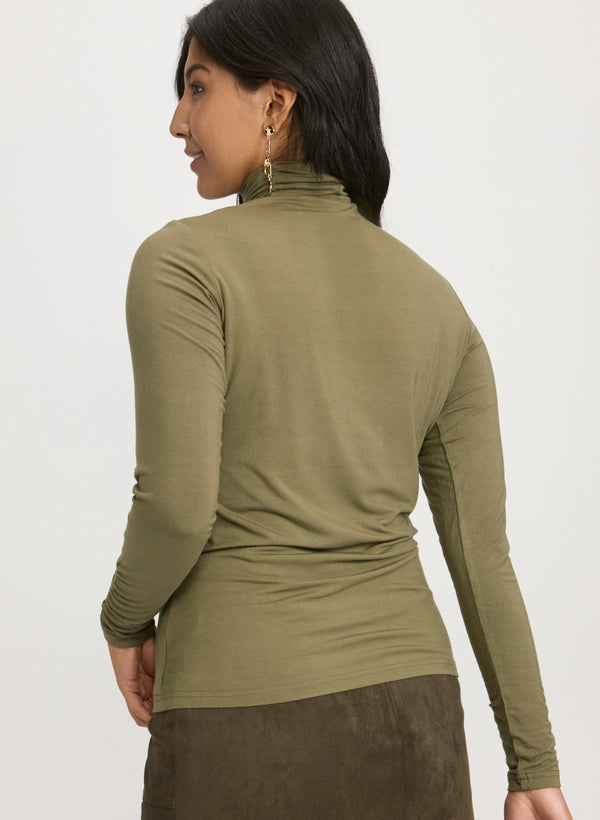 Laura Ruched Turtleneck Top