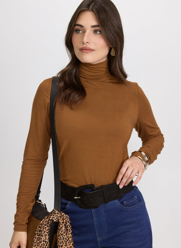 laura Ruched Turtleneck Top