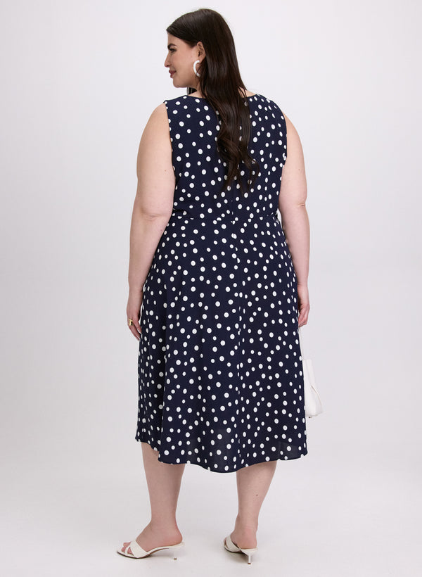 Laura Ruched Waist Polka Dot Dress