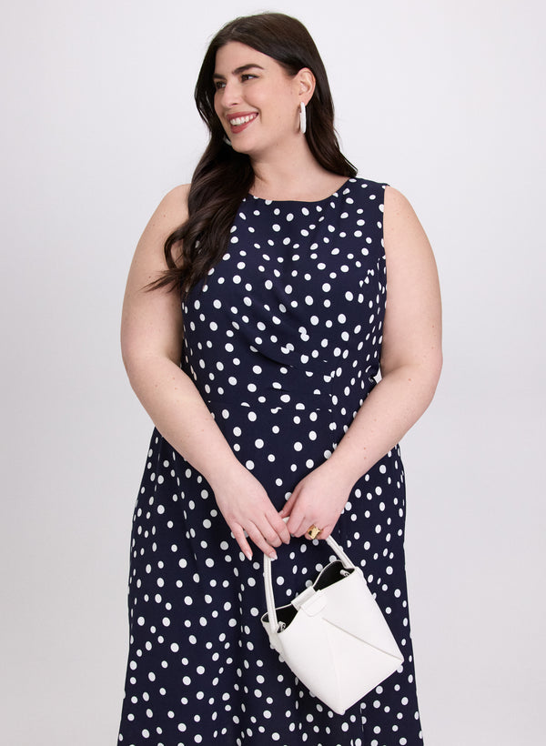 Laura Ruched Waist Polka Dot Dress