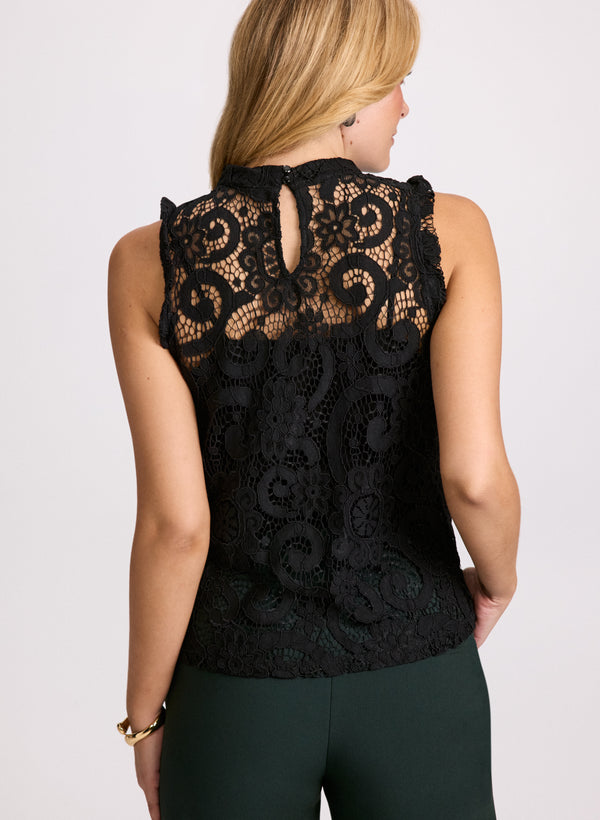 Laura Ruffle Detail Cap Sleeve Lace Blouse