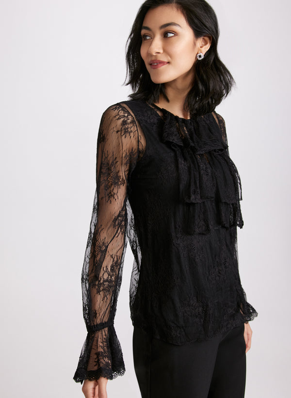 Laura Ruffle Front Lace Blouse