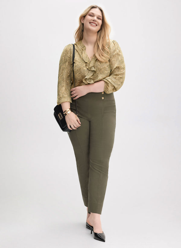 Laura Ruffle Trim Popover Blouse
