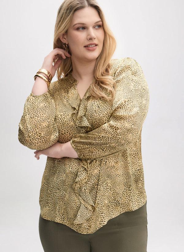 laura Ruffle Trim Popover Blouse