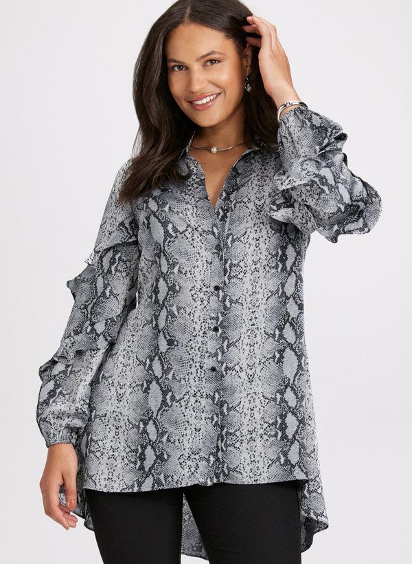 Laura Ruffled Animal Print Blouse