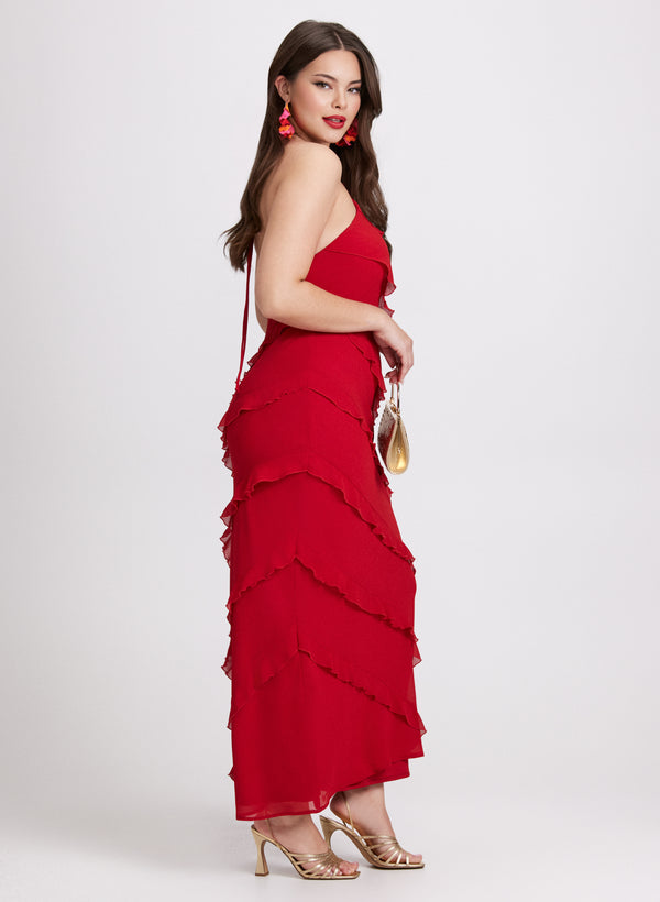 Laura Ruffled Halter Dress