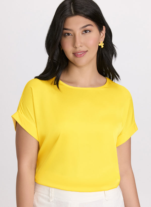 laura Satin Drop Shoulder Top
