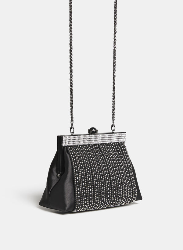 Laura Satin Rhinestone Clutch
