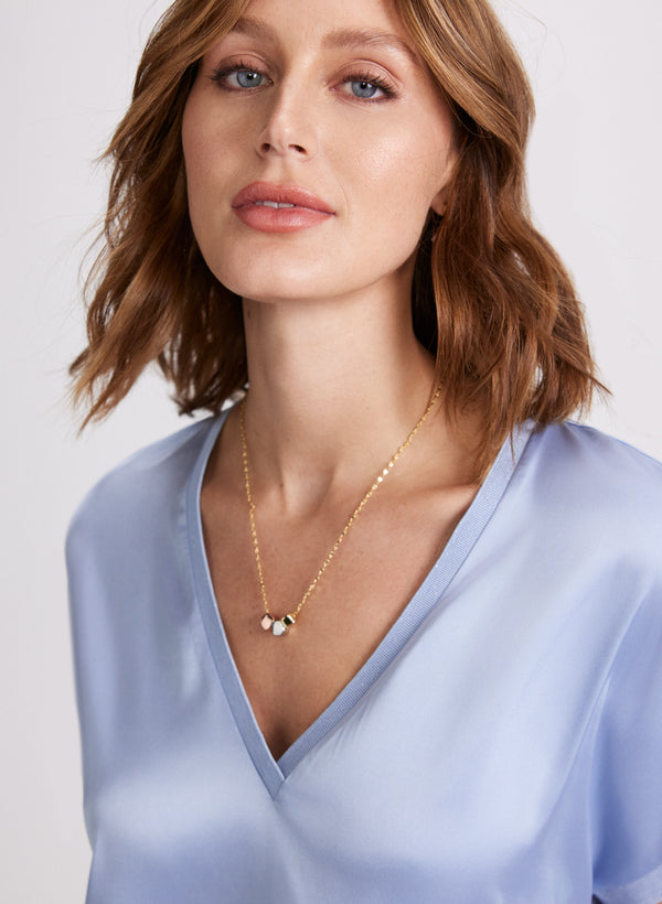 Laura Satin V-Neck Blouse