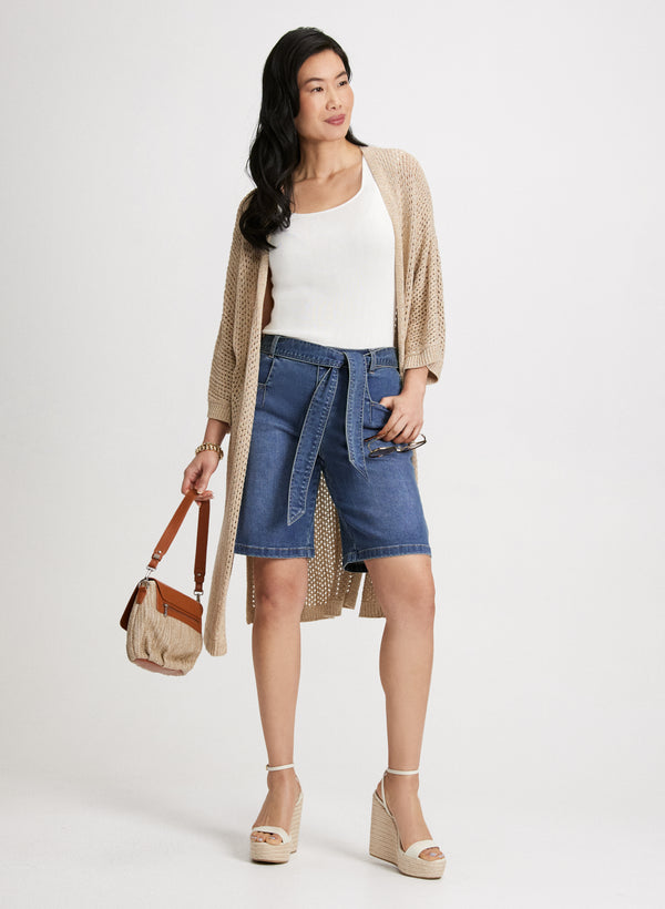 Laura Self-Tie Belted Denim Shorts
