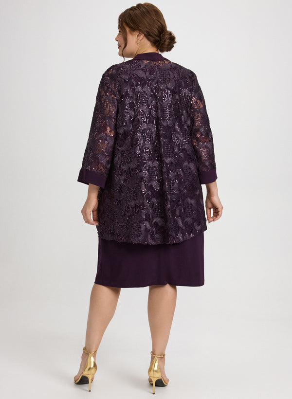 Laura Sequin Embellished Jacket & Dress Set