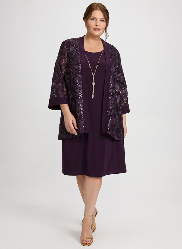 laura Sequin Embellished Jacket & Dress Set