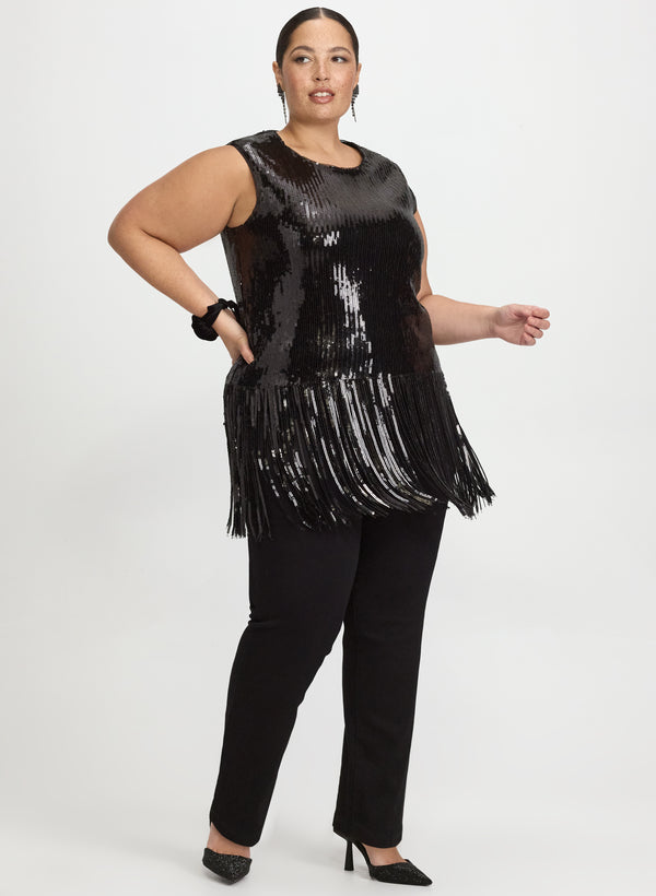 Laura Sequin Fringe Top