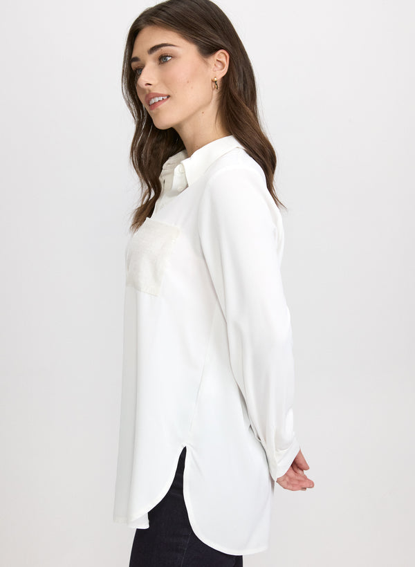 Laura Sequin Pocket Detail Blouse