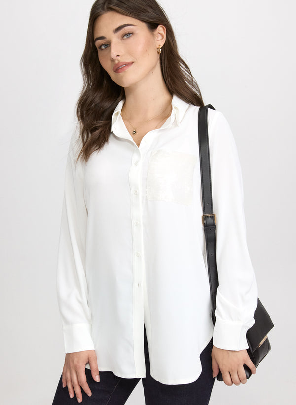 laura Sequin Pocket Detail Blouse