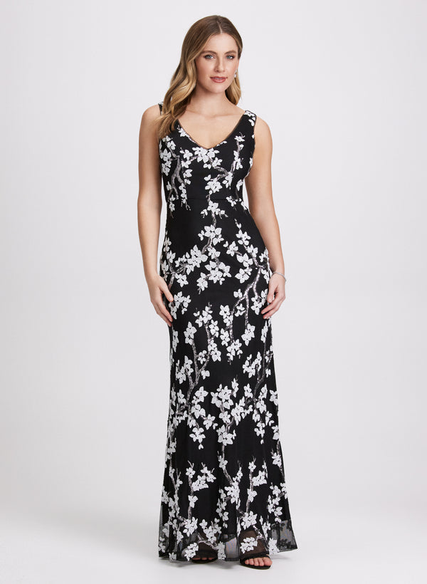 laura Sequined Floral Maxi Dress