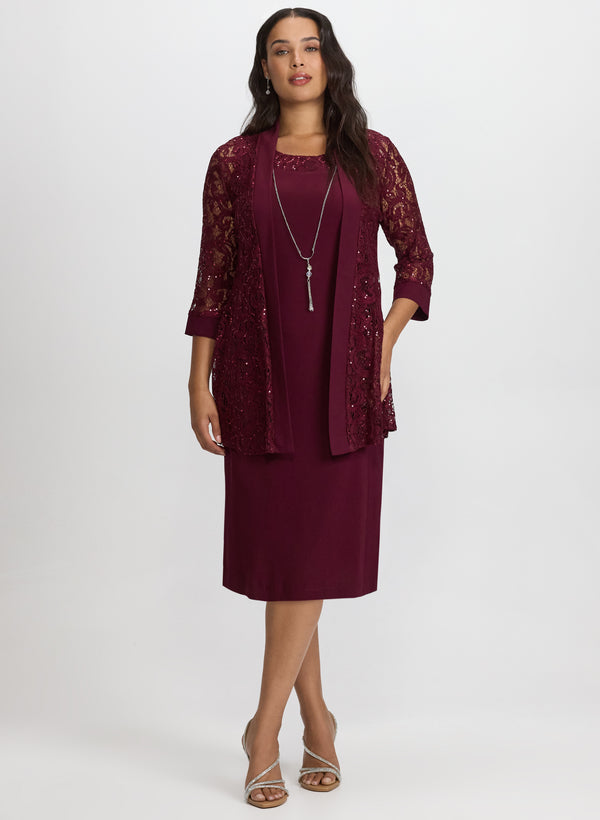 laura Sequined Lace Jacket & Dress Set