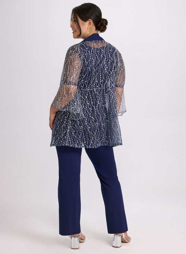 Laura Sequined Mesh Jacket Top & Pants Set