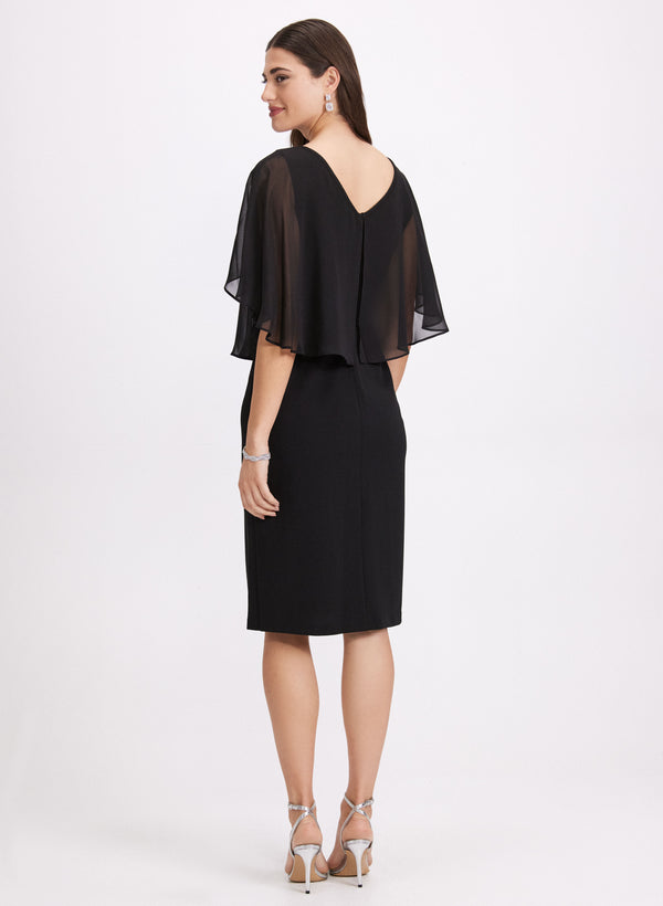 Laura Sheer Capelet Overlay Dress