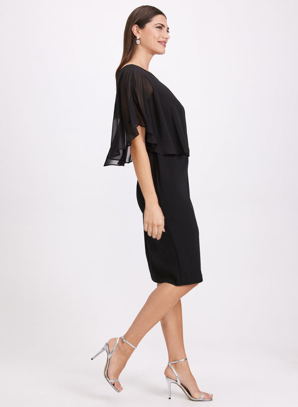 Laura Sheer Capelet Overlay Dress