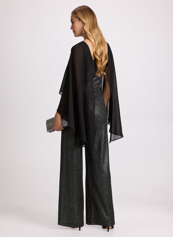 Laura Sheer Capelet Overlay Jumpsuit