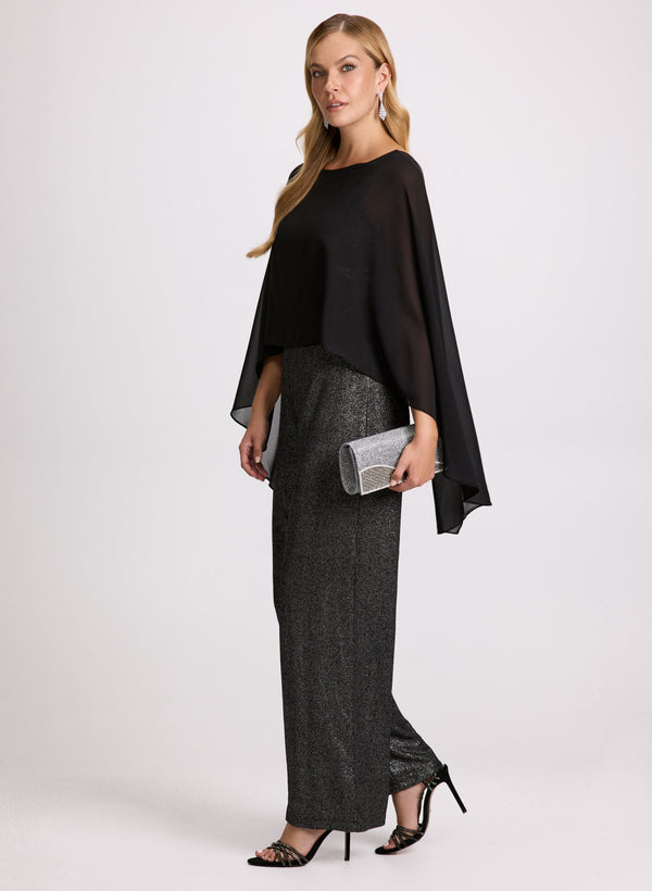 Laura Sheer Capelet Overlay Jumpsuit