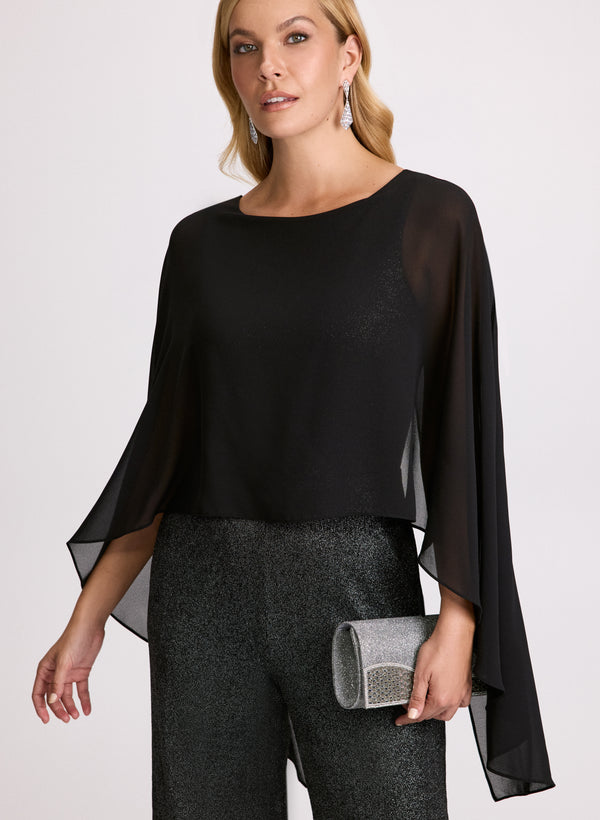 Laura Sheer Capelet Overlay Jumpsuit