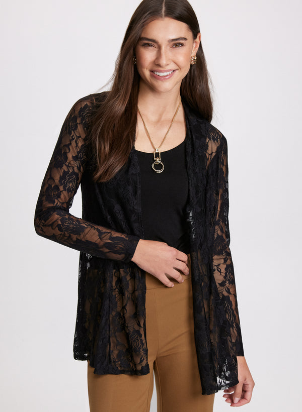laura Sheer Lace Cover-Up Top
