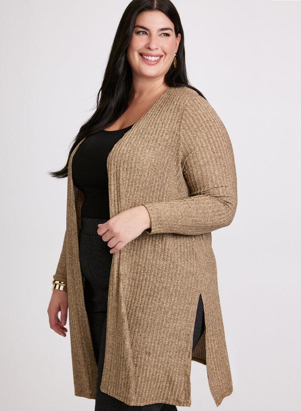 Laura Shimmering Knit Open-Front Cardigan