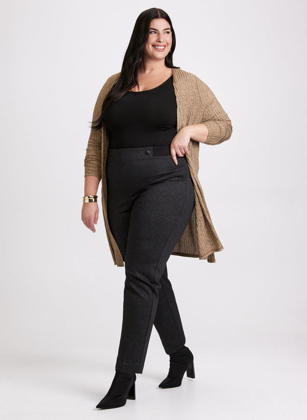 Laura Shimmering Knit Open-Front Cardigan