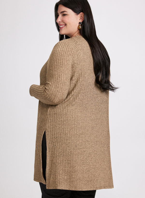 Laura Shimmering Knit Open-Front Cardigan